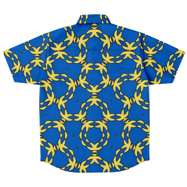 Short Sleeve Button Down Shirt - Blue/Yellow