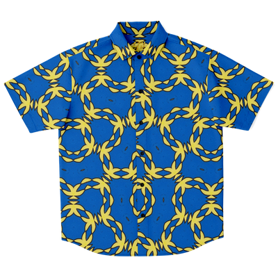 Short Sleeve Button Down Shirt - Blue/Yellow