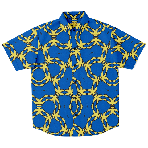 Short Sleeve Button Down Shirt - Blue/Yellow