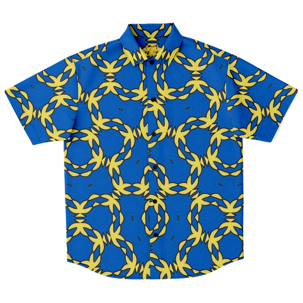 Short Sleeve Button Down Shirt - Blue/Yellow